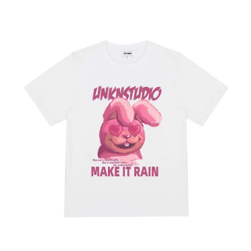 Pink Fun Bunny Print T-shirt