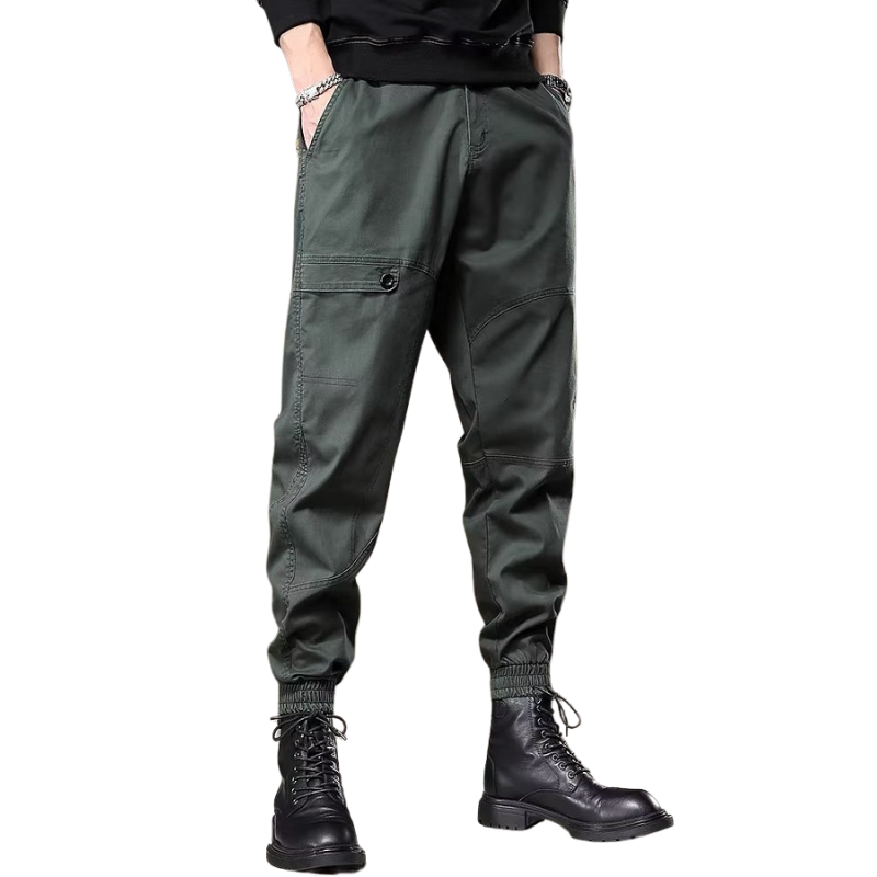 Solid Color Patchwork Cargo Pants