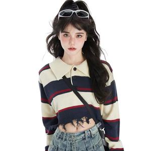 Women Vintage Stripe Sweater