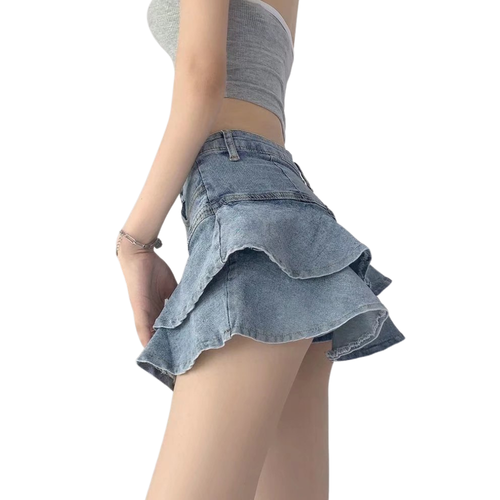 Women's Sexy Ruffled Denim Skirt