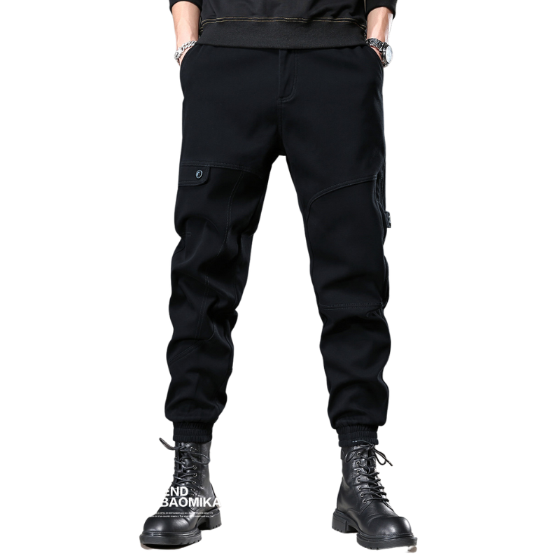 Solid Color Patchwork Cargo Pants