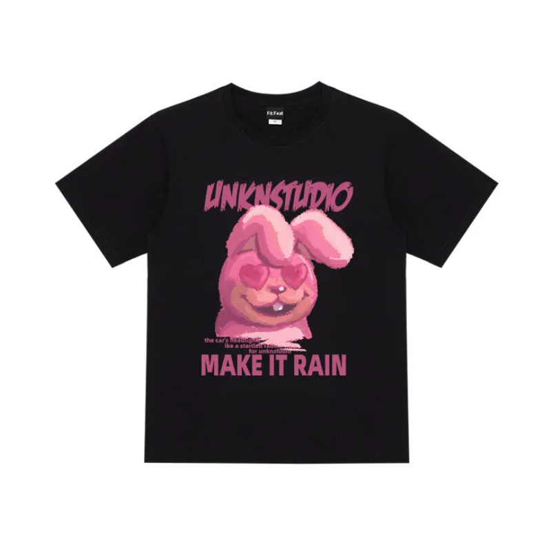 Pink Fun Bunny Print T-shirt