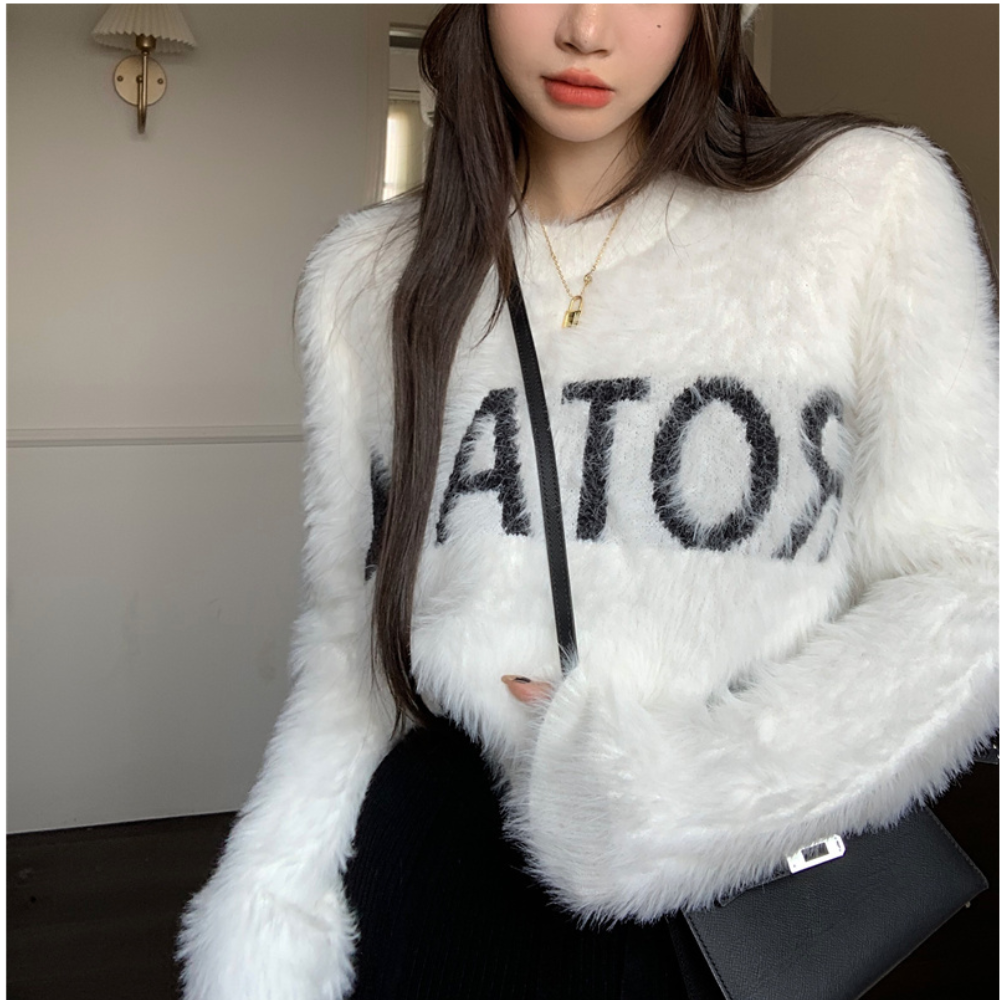 Women's Solid Color Mink Sweater