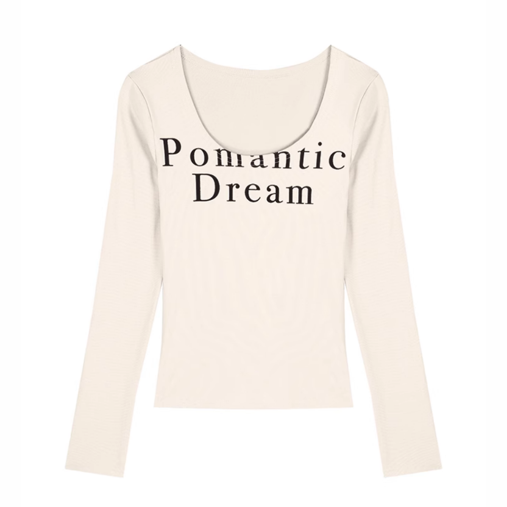 Women's Simple Letter Slim Long Sleeve