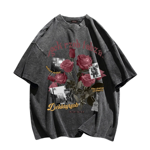 Vintage Bold Rose Graphic Wash T-Shirt