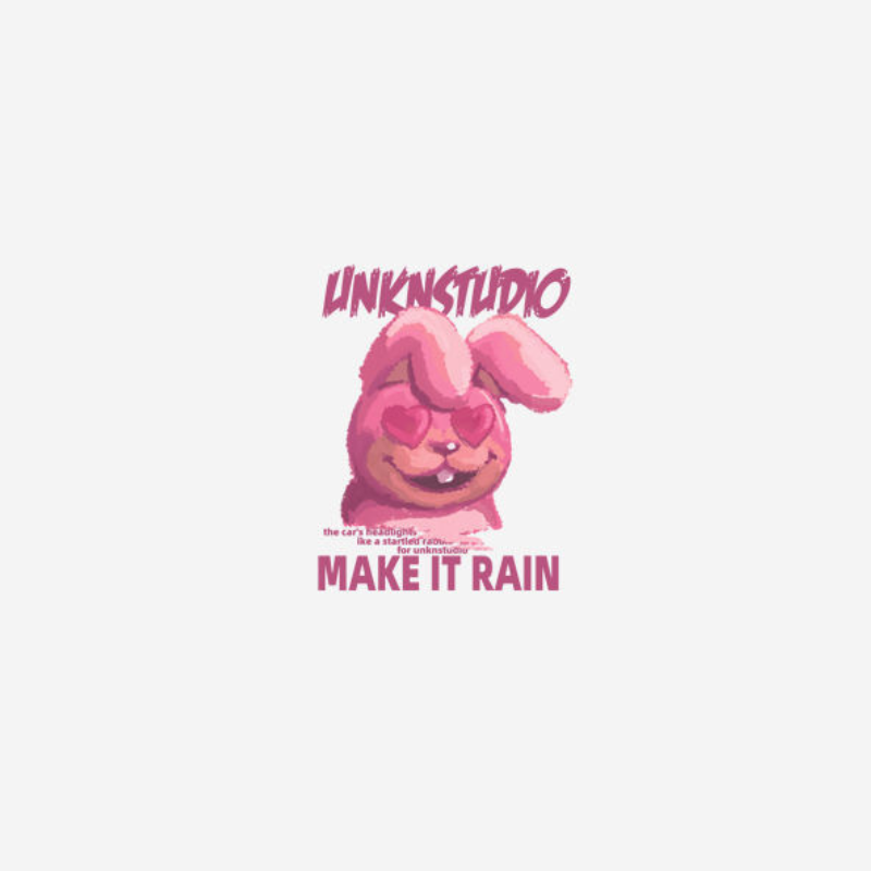 Pink Fun Bunny Print T-shirt