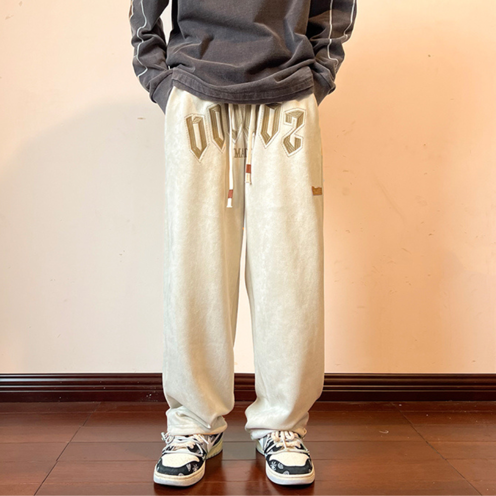 Loose And Versatile Letter Embroidered Sweatpants – AokLok (Kclot)