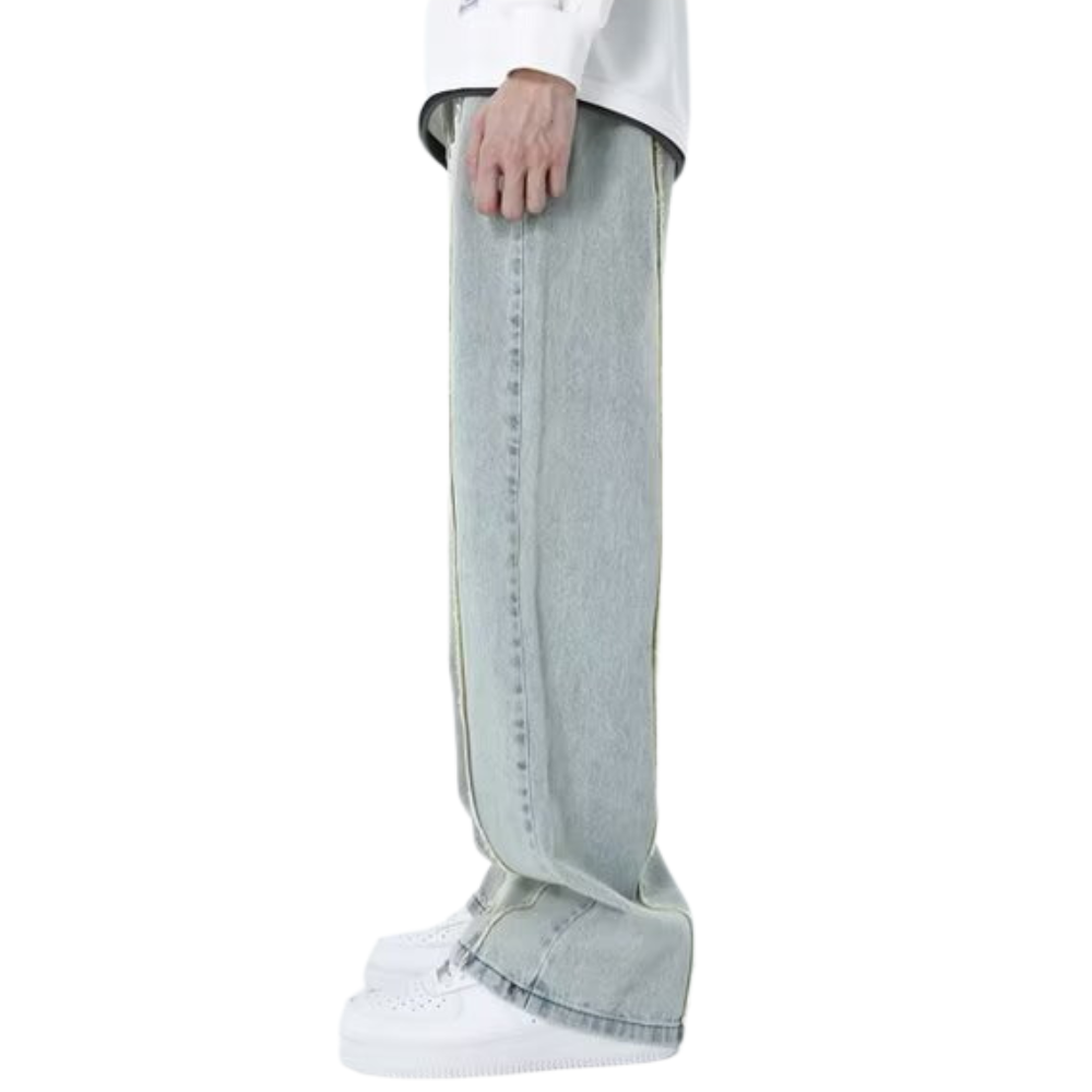 Street Stripe Embroidery Casual Jeans