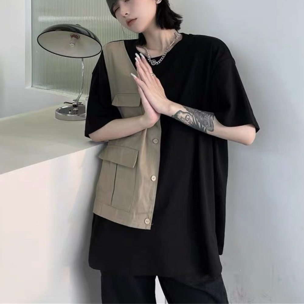 Urban Two Piece Paneled Cotton T-Shirt