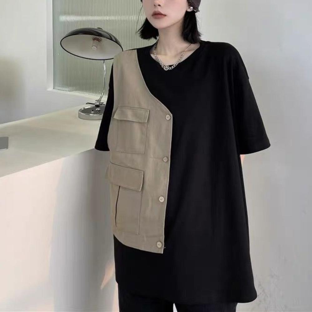 Urban Two Piece Paneled Cotton T-Shirt