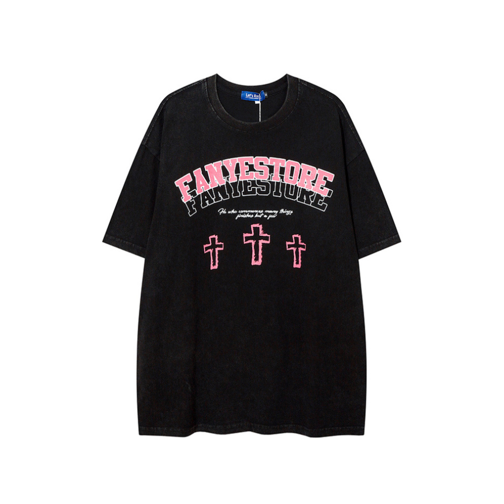 Vintage Cross Print Oversize T-shirt
