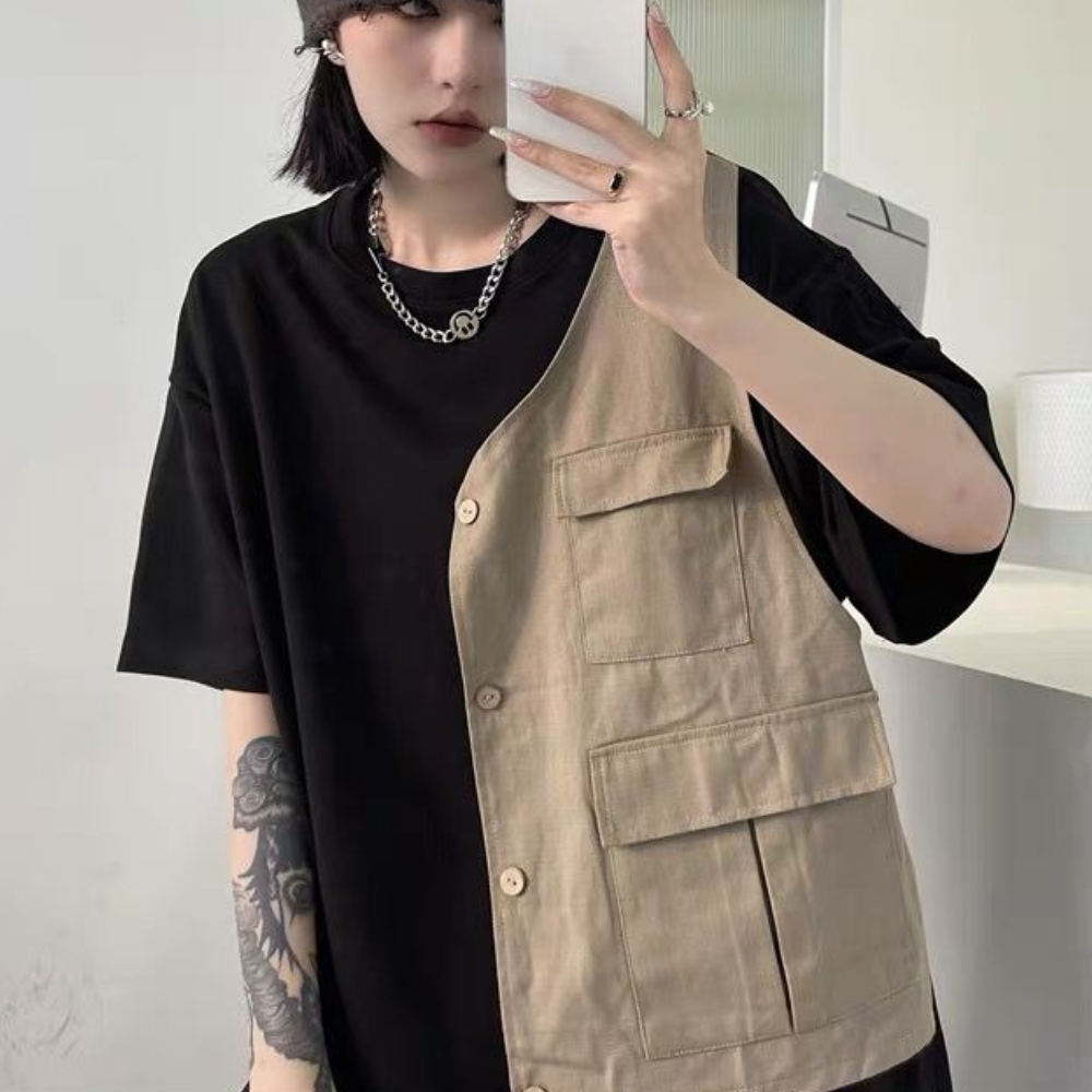 Urban Two Piece Paneled Cotton T-Shirt