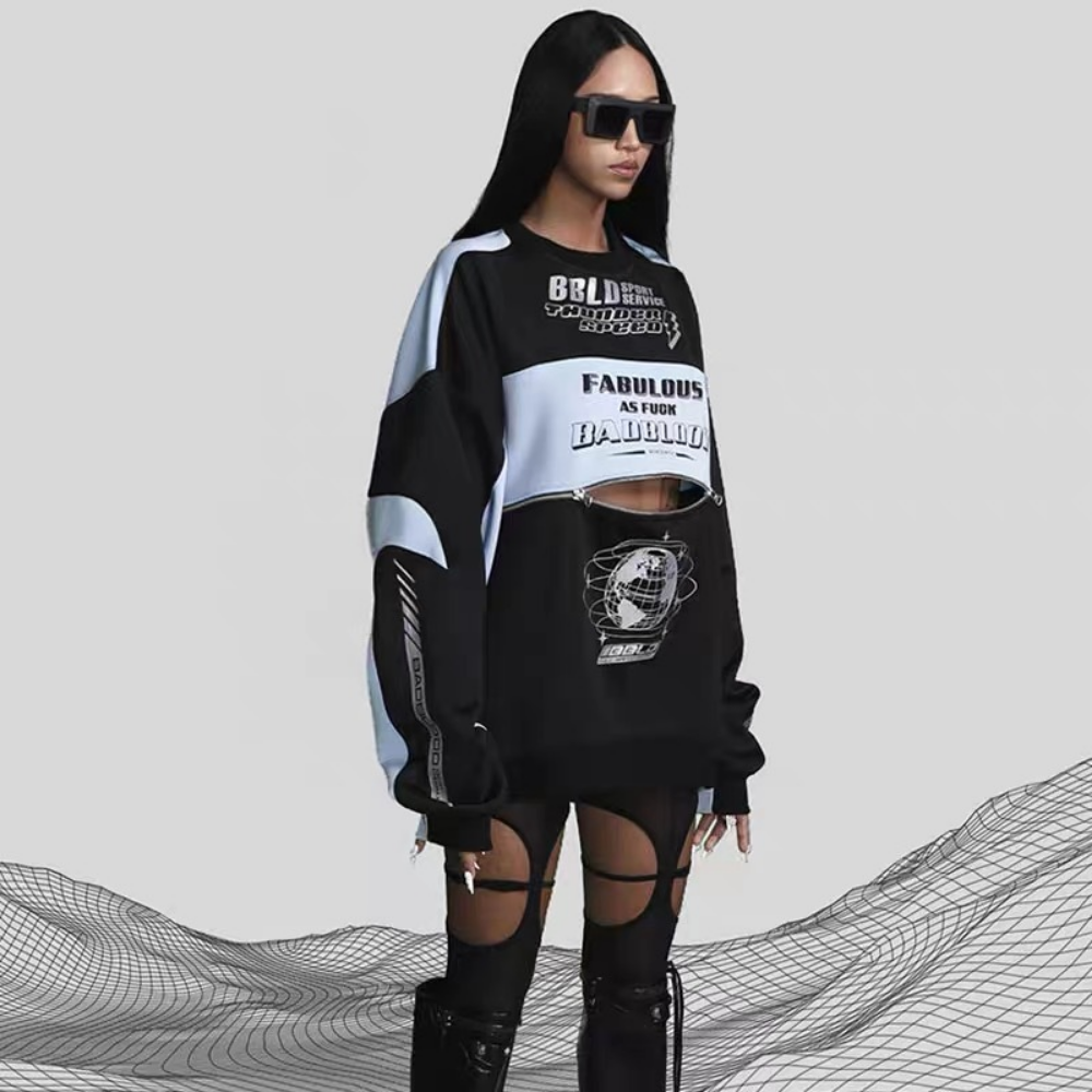 Women's High Street Zipper Design Sweatshirt