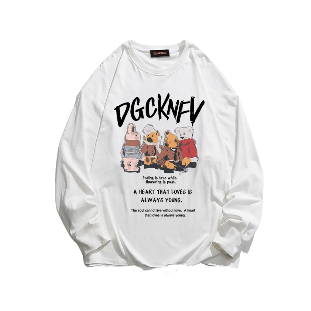 Urban Animal Graphic Loose Long Sleeve Shirt