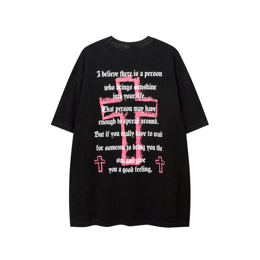 Vintage Cross Print Oversize T-shirt