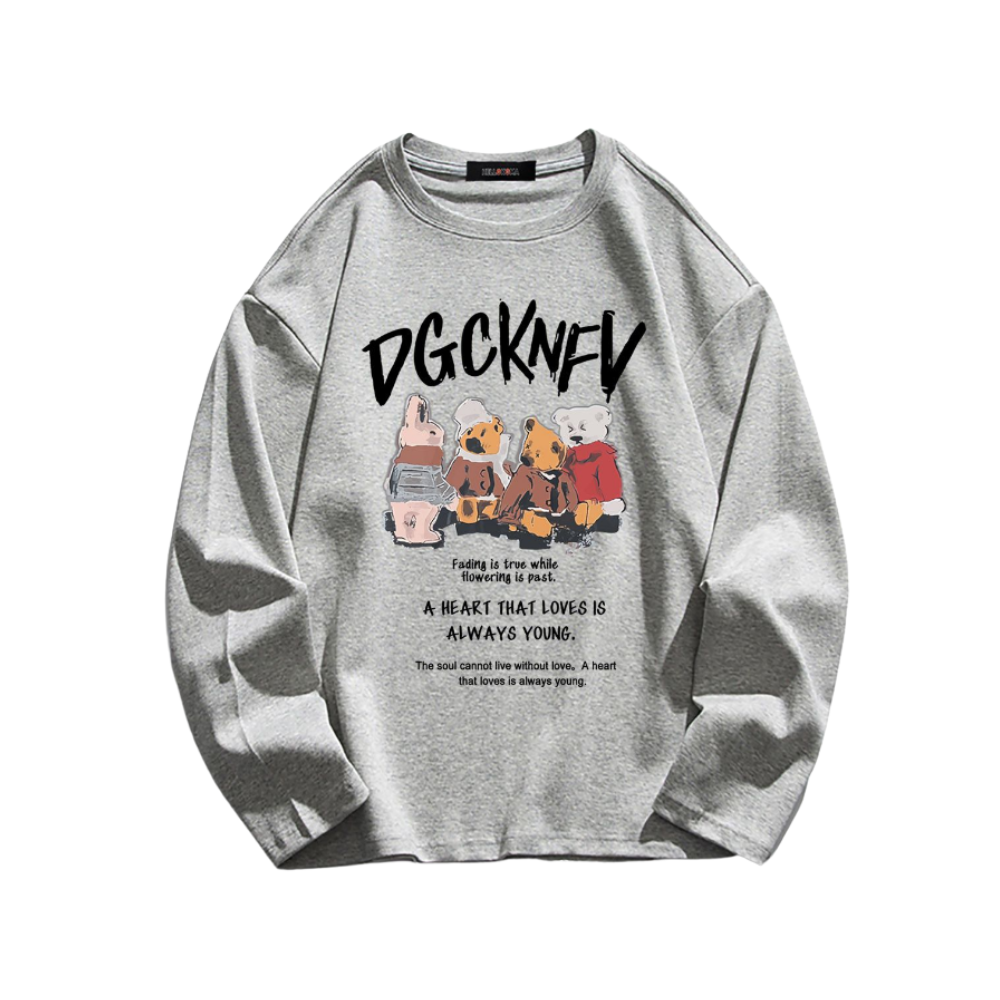 Urban Animal Graphic Loose Long Sleeve Shirt