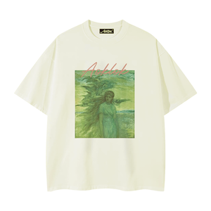 Pure Cotton 260G Oil Painting Girl Print T-Shirt