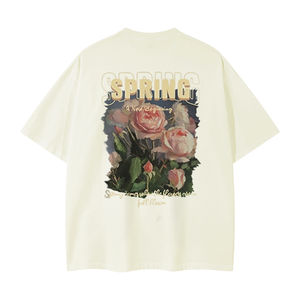 Pure Cotton 260G Spring Rose Print T-Shirt