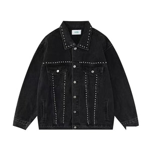 Studded Pearl Button Denim Jacket