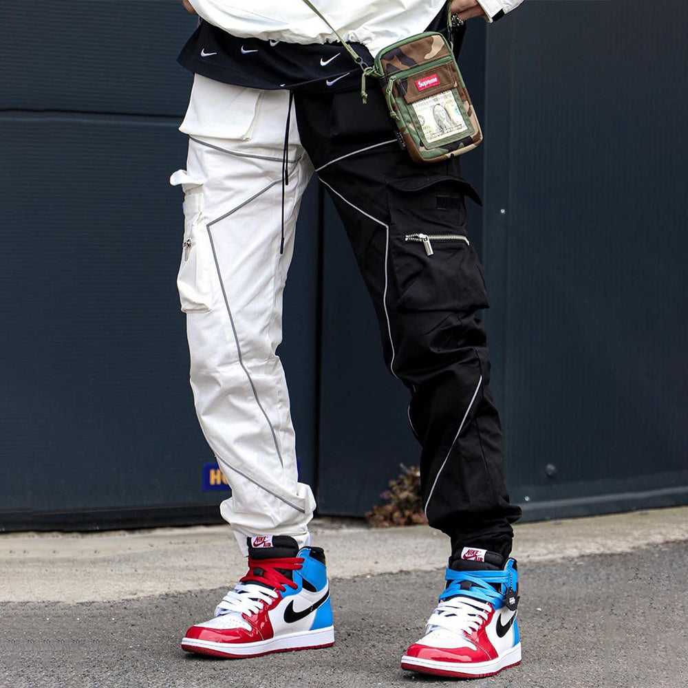 Reflective Line Black-White Cargo Pants – AokLok (Kclot)