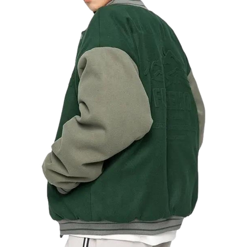 Simple Patchwork Suede Baseball Jacket