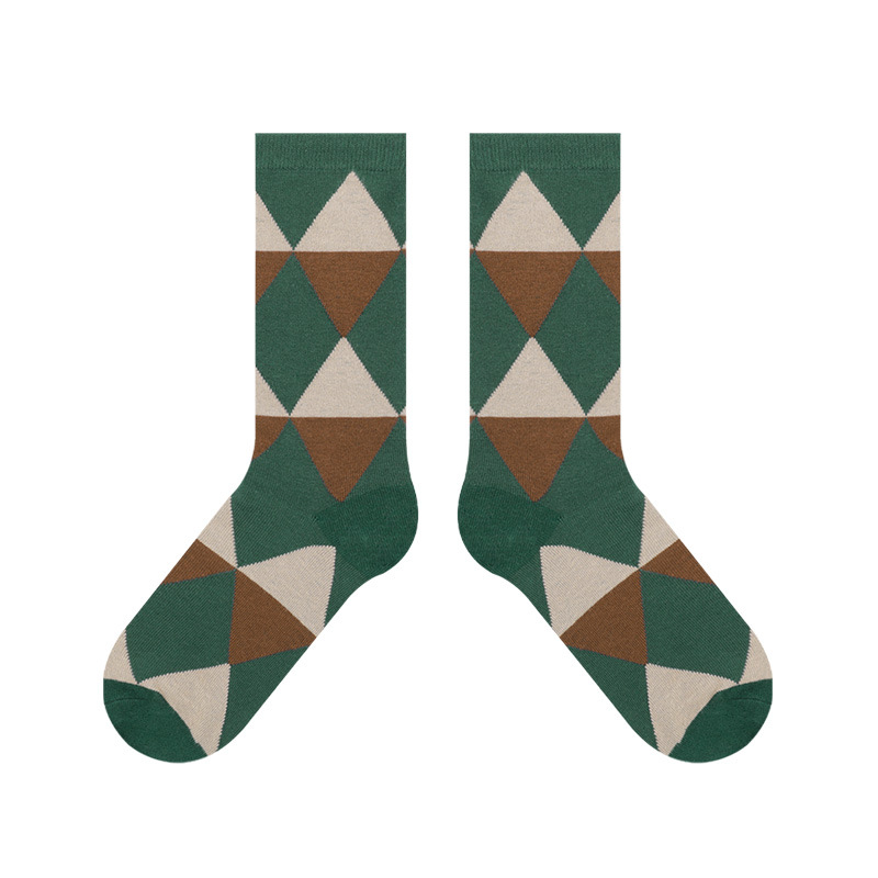 Academic Color Blocking Rhombic Lattice Scoks
