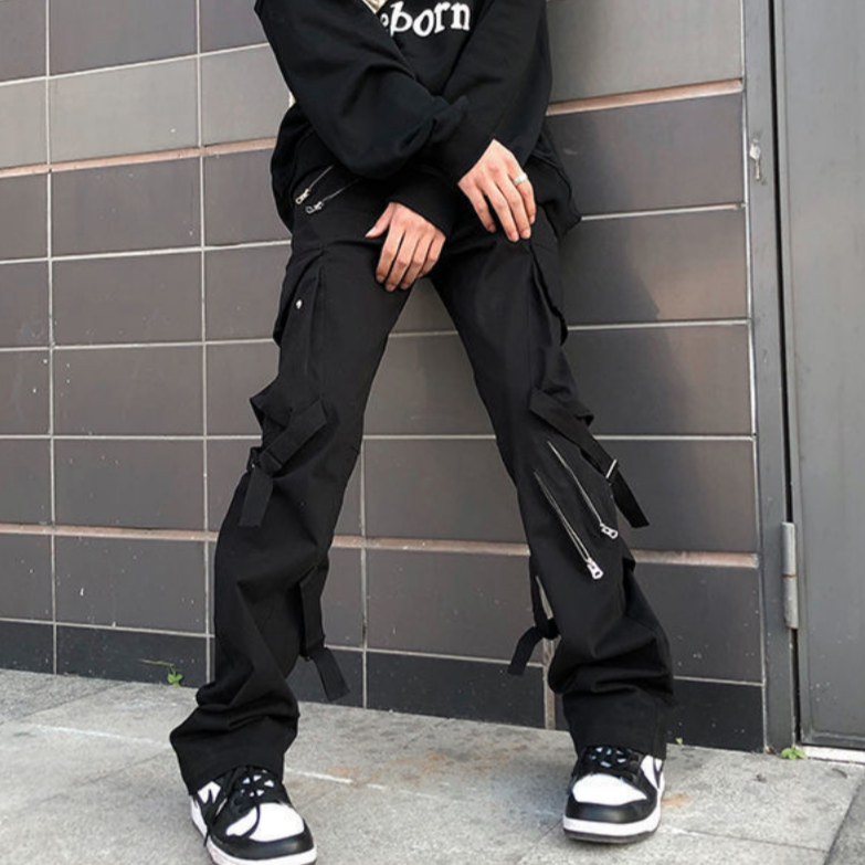 Hip Hop Solid Zip Jeans