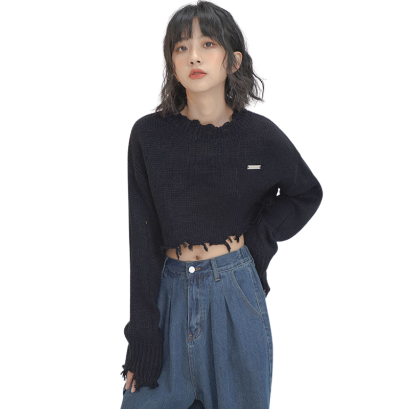 Women Knit Cropped Sweater