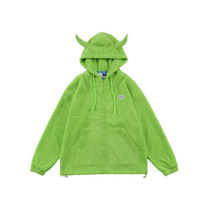 Street Little Devil Horn Solid Color Hoodie