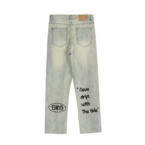 American Letter Graphic Straight Jeans