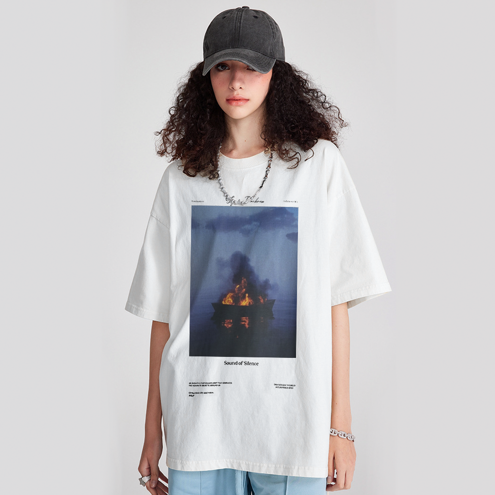 Pure Cotton 260G Flame Boat  T-shirt