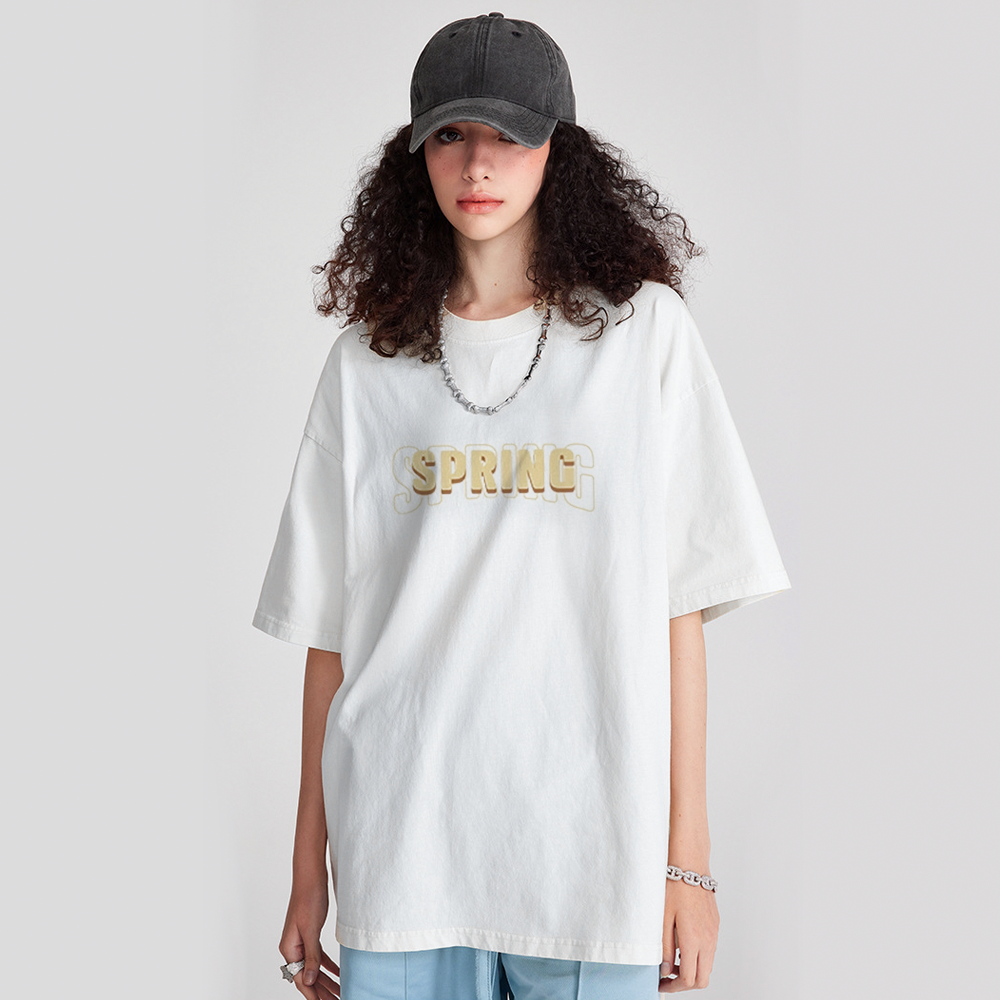 Pure Cotton 260G Spring Rose Print T-Shirt