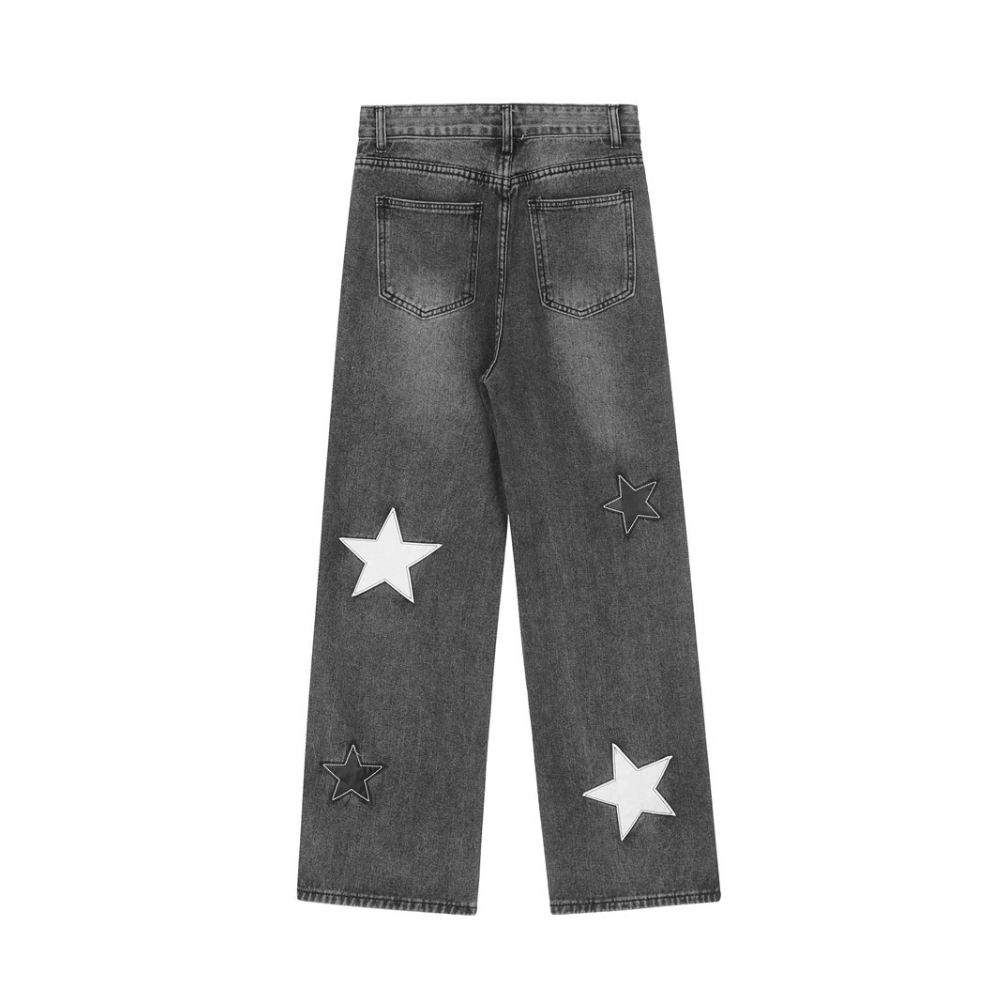 Vintage Street Star Patchwork Straight Jeans