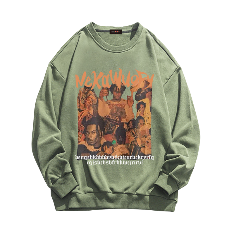 Street Hip Hop Print Regular Sweatshirt