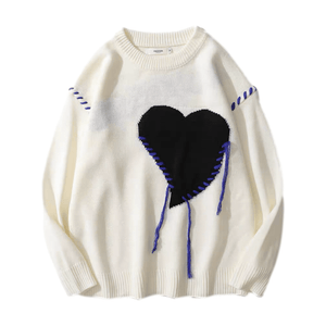 Heart Pattern Loose Couple Knit Sweater