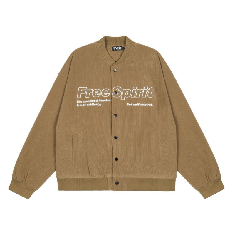 Hip Hop Corduroy Letter Embroidered Jacket