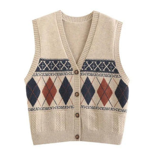 Vintage Diamond Knitted Vest