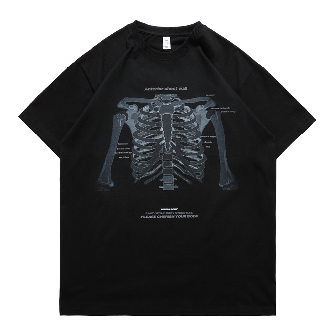 【LawFoo】Skeleton Letter Graphic T-Shirt
