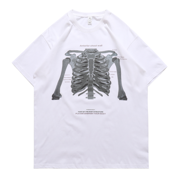 【LawFoo】Skeleton Letter Graphic T-Shirt