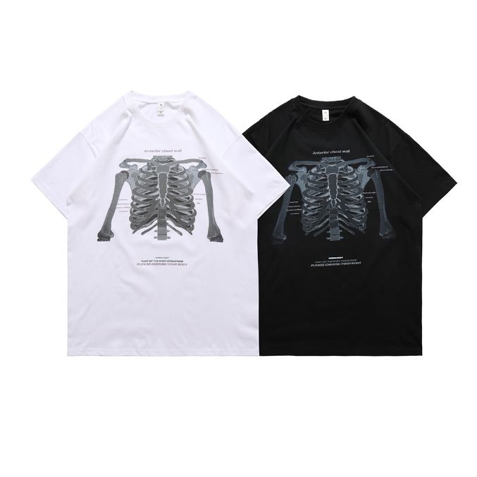 【LawFoo】Skeleton Letter Graphic T-Shirt
