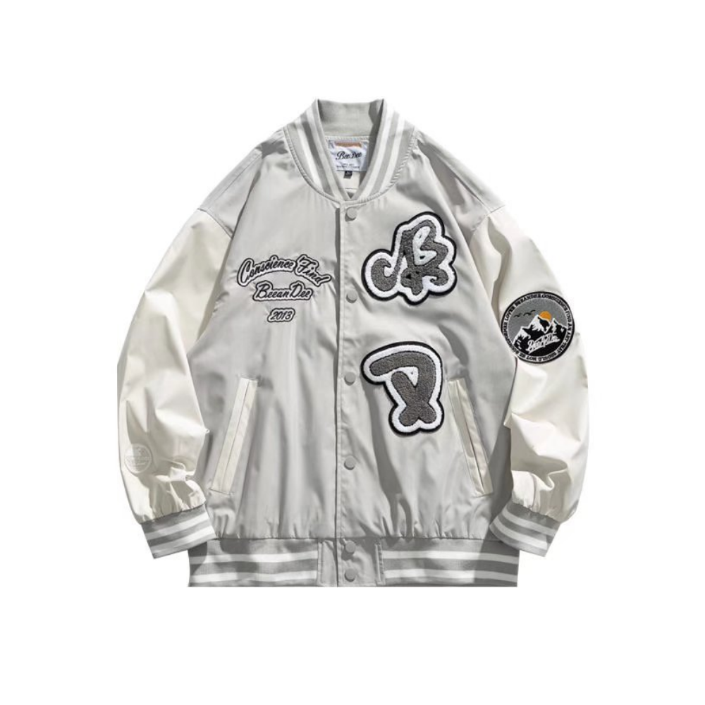 Vintage Letter Embroidery Jacquard Jacket