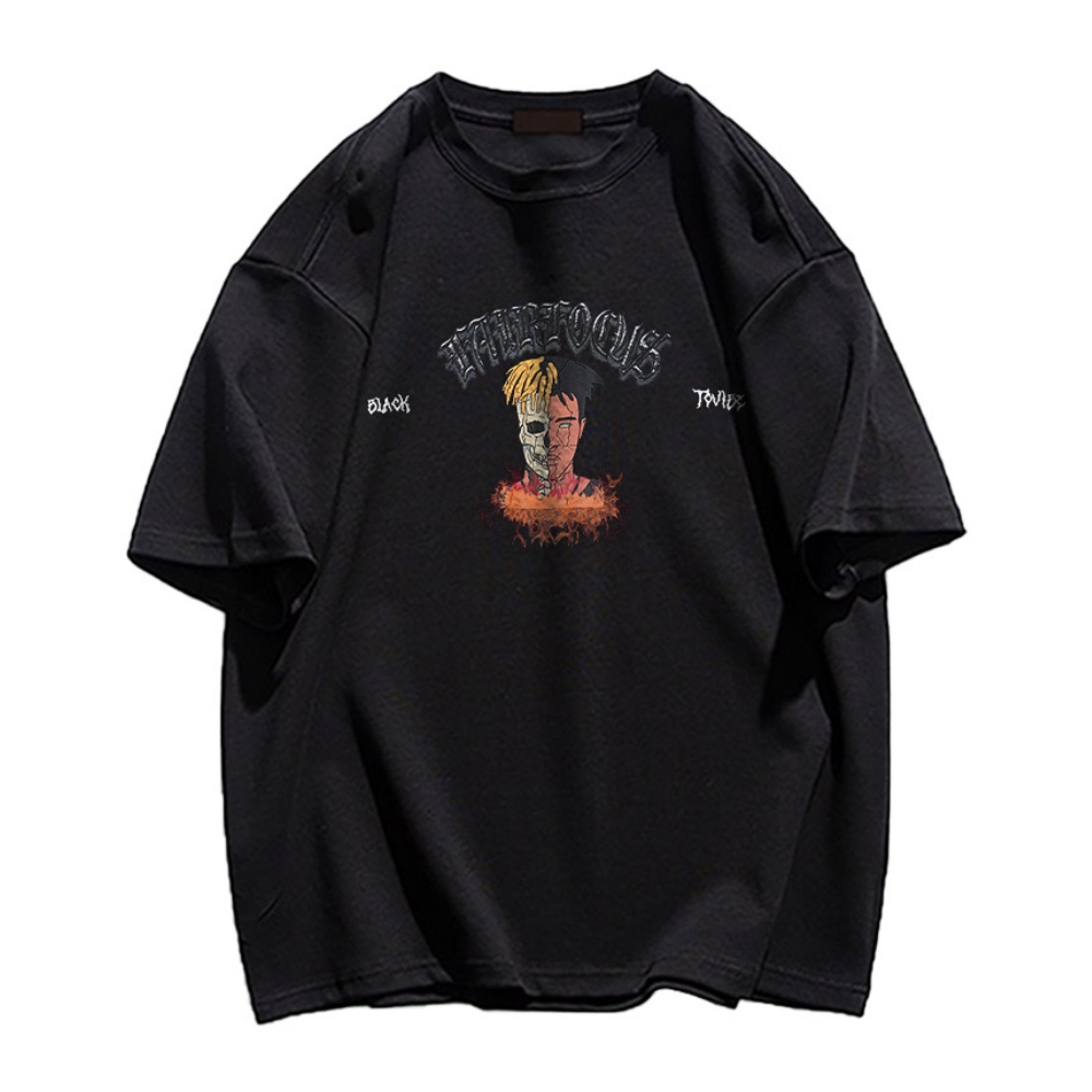 American Dark Skull Print T-shirt