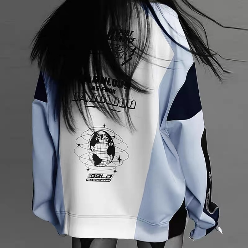 Women's High Street Zipper Design Sweatshirt