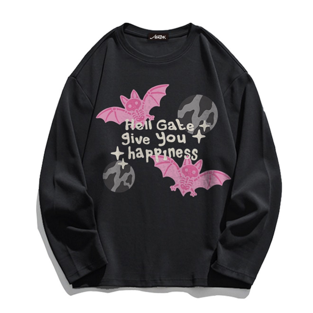 American Skeleton Flying Bat Long Sleeve Shirt