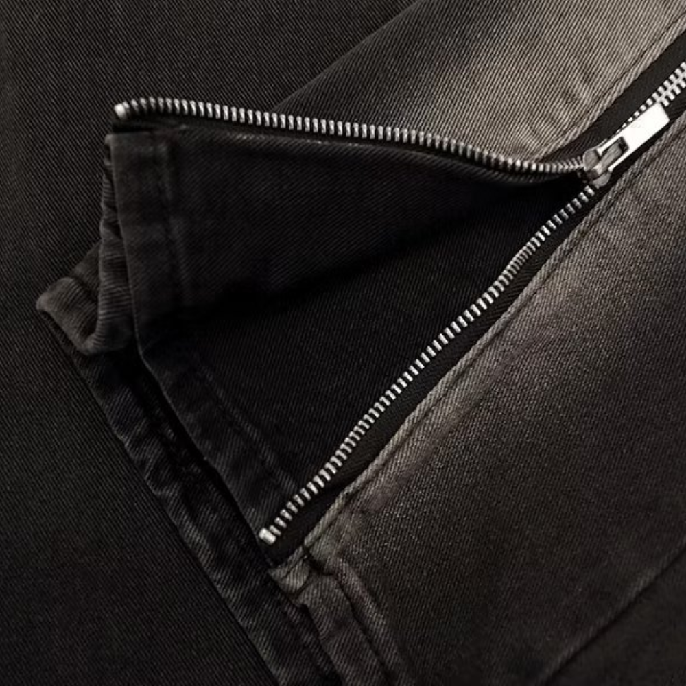 Retro High Street Gradient Zip Slit Jeans