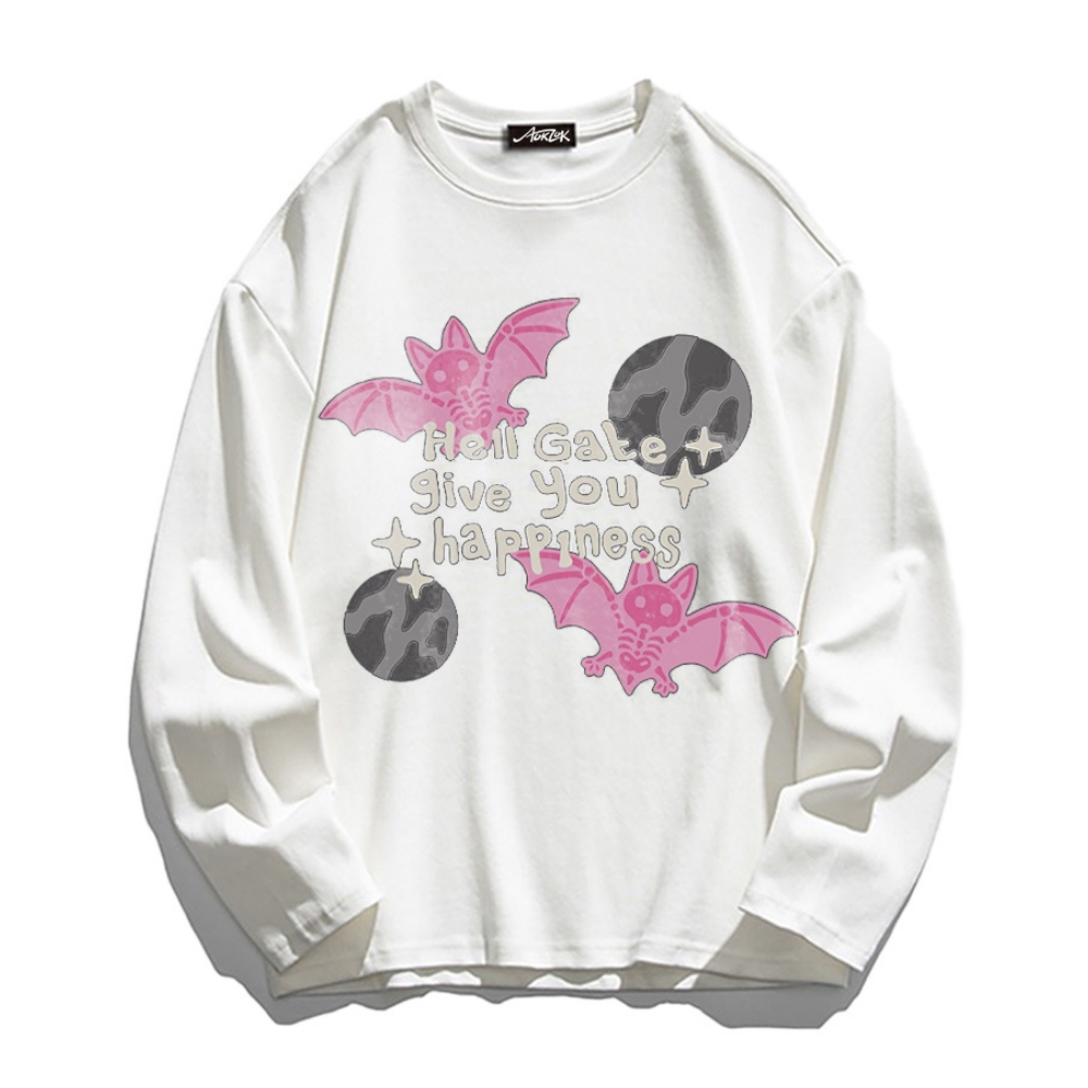 American Skeleton Flying Bat Long Sleeve Shirt