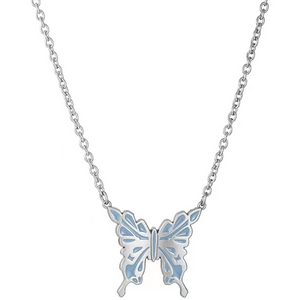 Blue Butterfly Titanium Steel Necklace