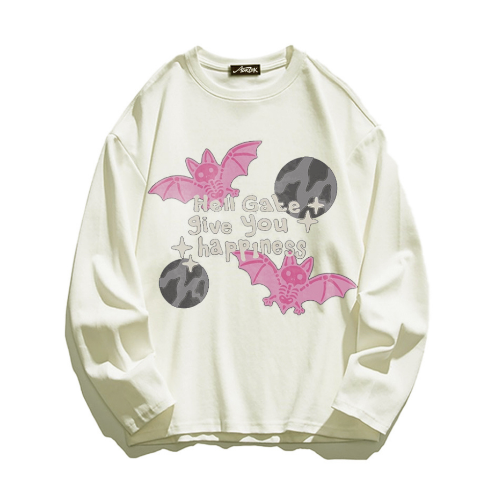 American Skeleton Flying Bat Long Sleeve Shirt
