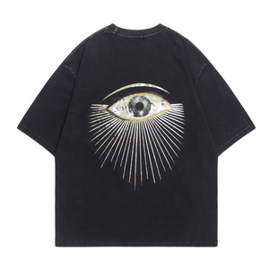 Hip Hop Eye Graphic Washed T-shirt