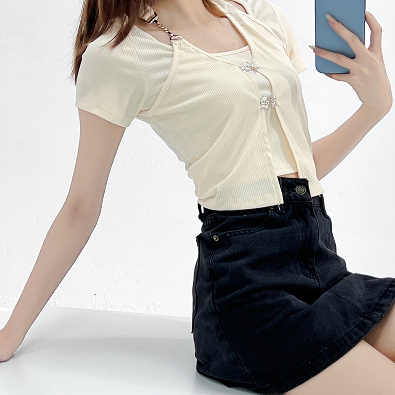Women's Halter Neck Fake Two Piece T-shirts